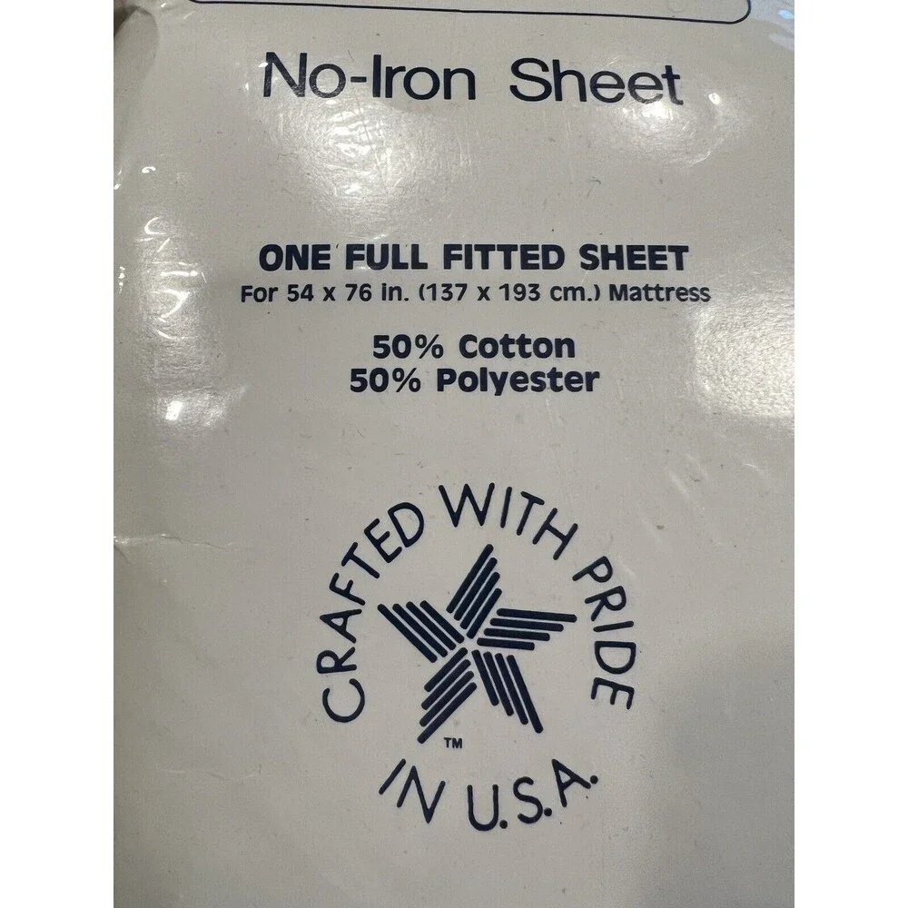 Royalty Collection Percale No Iron Full Flat Sheet Blue NEW Made in USA Vintage